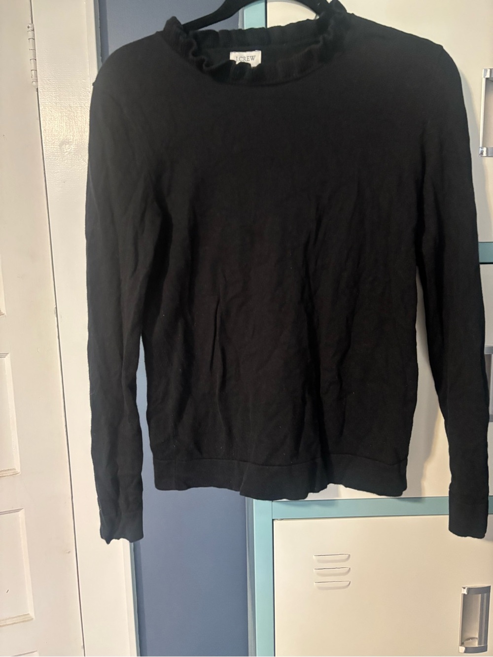J. Crew  Black Ruffle-Neck Sweater